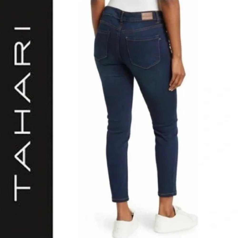 NWT TAHARI KELLY MID RISE SKINNY JEANS (DARK BLUE / 10)